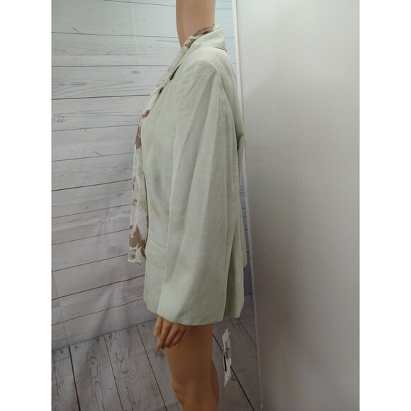 Le Suit Womens Green Blazer Jacket Sz 18 Scarf NWT Career Elegant - Picture 5 of 10